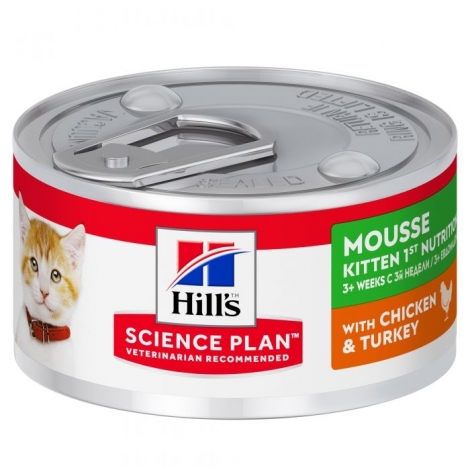 Hill's Feline Kitten 1st Ntr. Mousse Chicken & Turkey 82g putėsiai