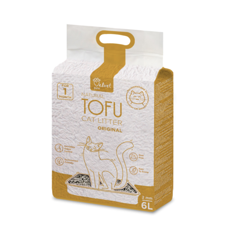 Velvet Paw Tofu kačių kraikas, originalus, 6vnt x 6 L