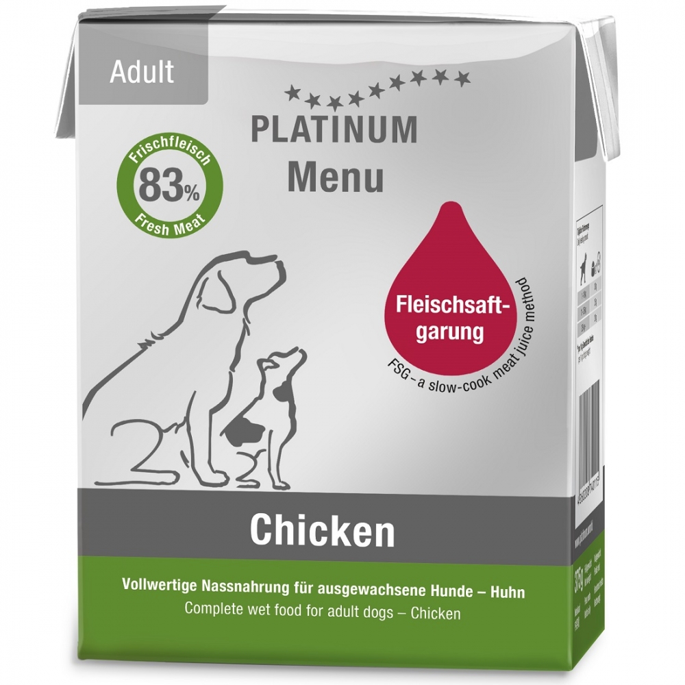 Platinum Menu koservai šunims su vištiena, 375 g