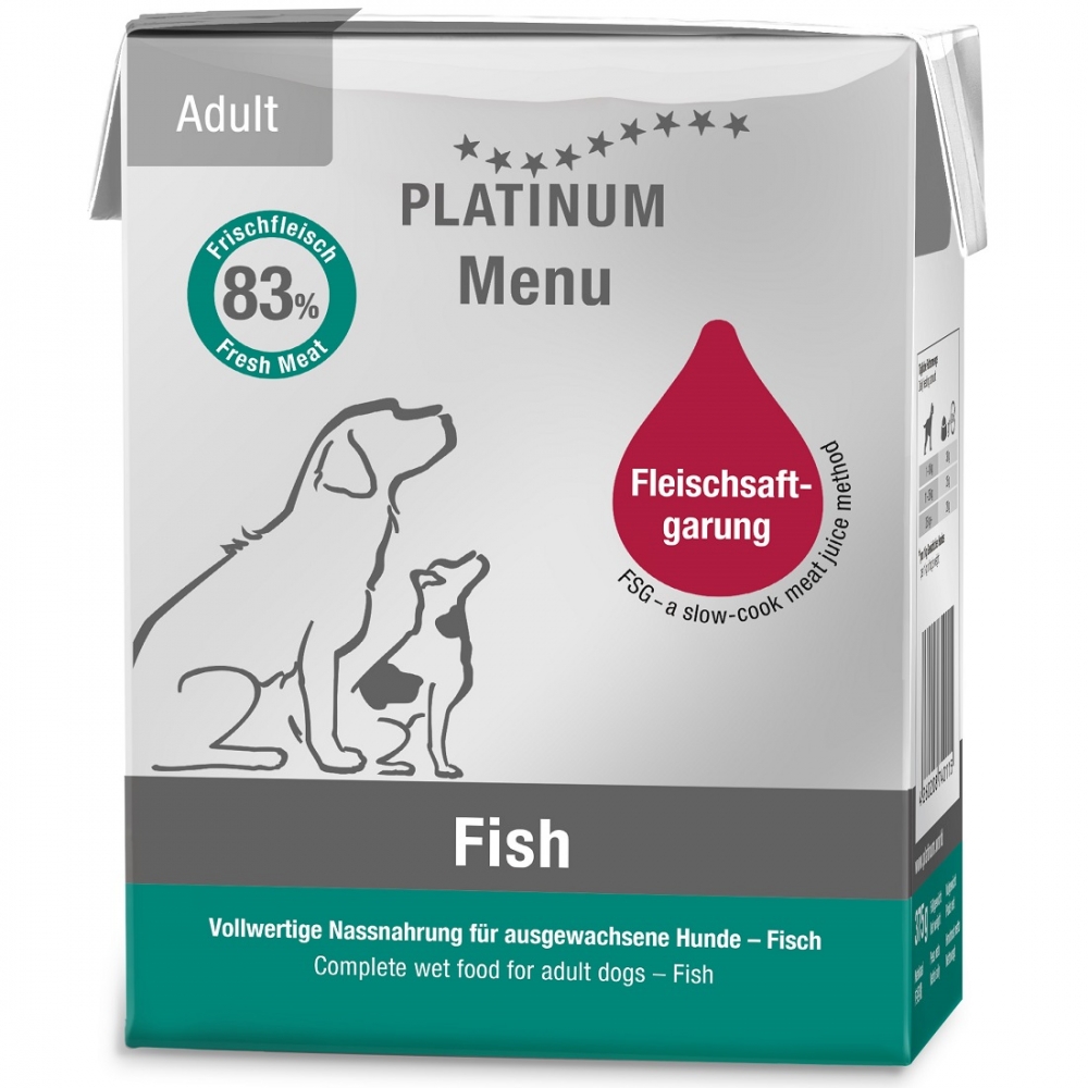 Platinum Menu konservai šunims su žuvimi, 375 g