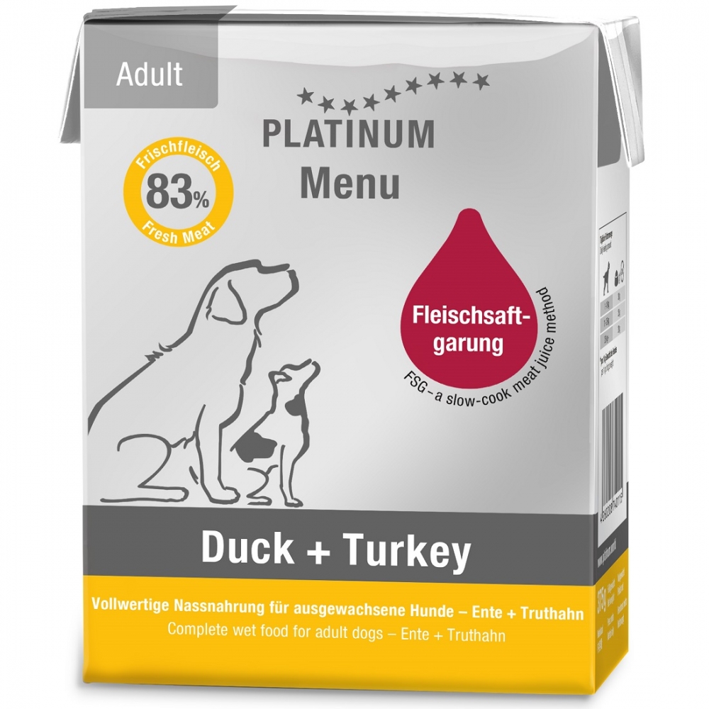 Platinum Menu konservai šunims su antiena ir kalakutiena 375 g